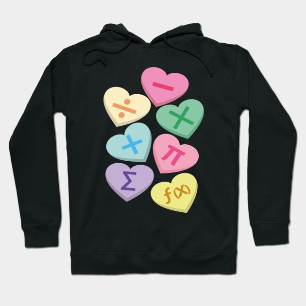 Funny Math Teachers Valentine’s Day Hearts With Math Symbols Hoodie by Estrytee